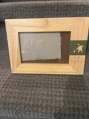 Natural Wood 'Our Family' Picture Frame with Olive Accent